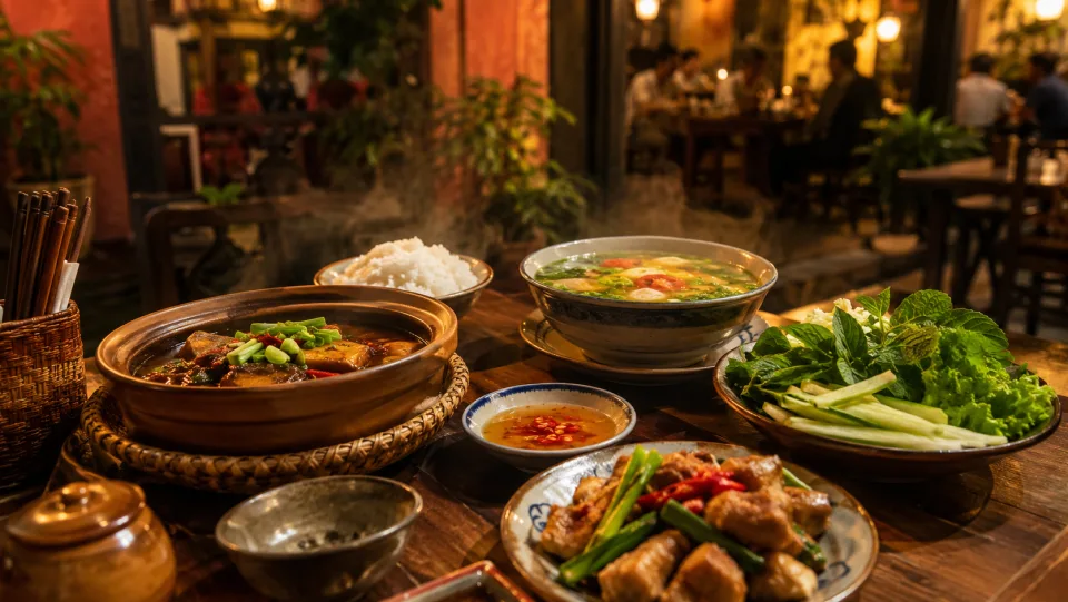 Mâm cơm đặt trước